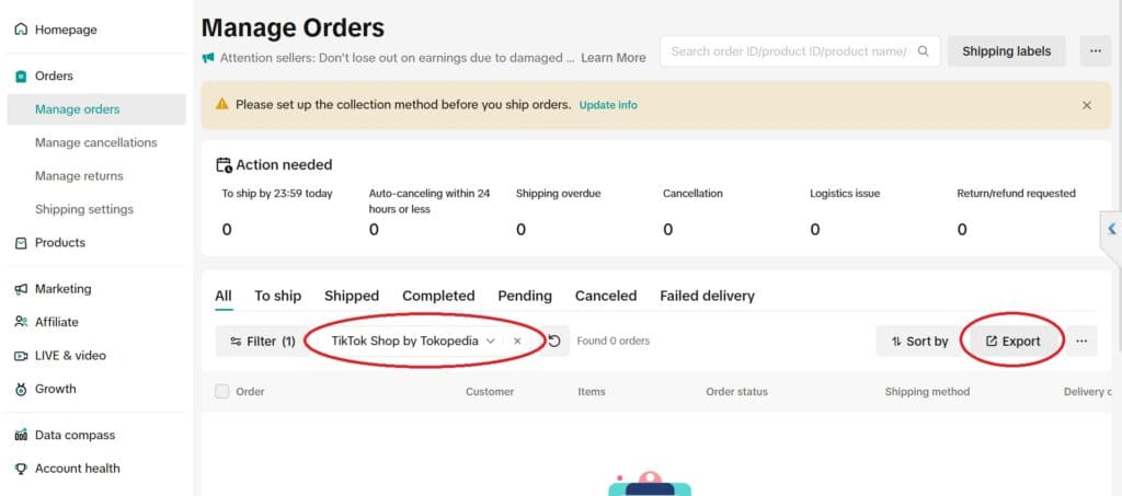 Ekspor Data Penjualan dari Tiktok
