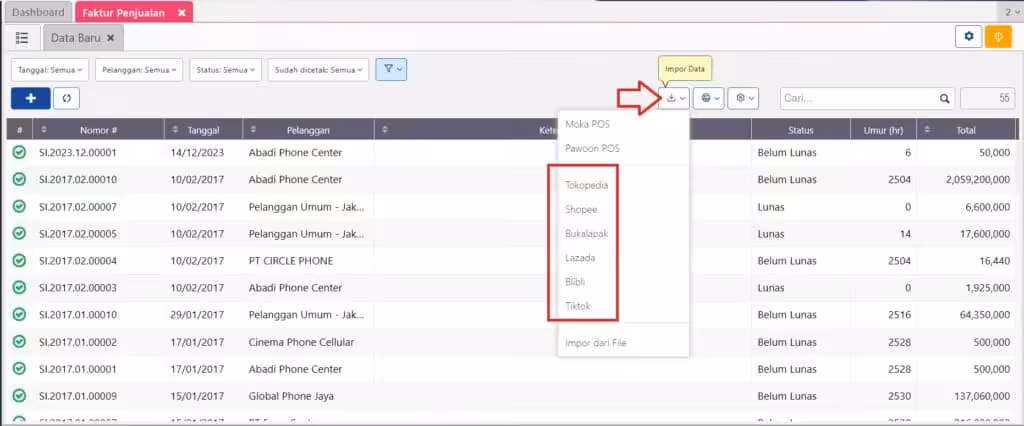 Impor Transaksi Penjualan dari E Commerce Impor Transaksi Penjualan dari E Commerce
