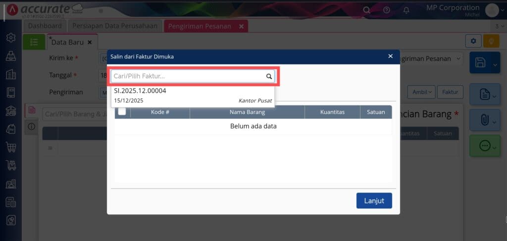 membuat faktur penjualan mendahului pengiriman