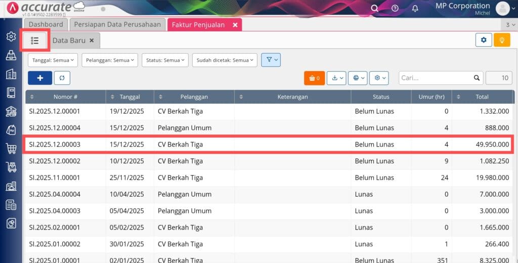 menghapus faktur penjualan di accurate online