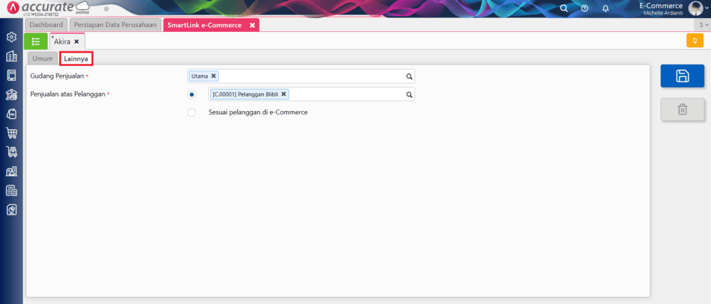 pengaturan Smartlink Blibli di Accurate Online