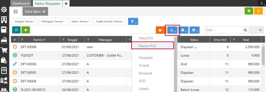 perlakuan integrasi accurate online dengan pawon pos