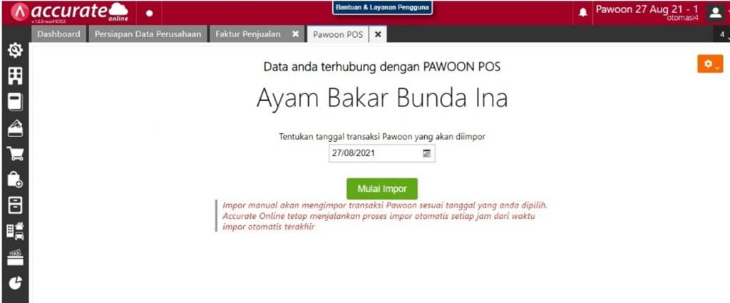 perlakuan integrasi accurate online dengan pawon pos