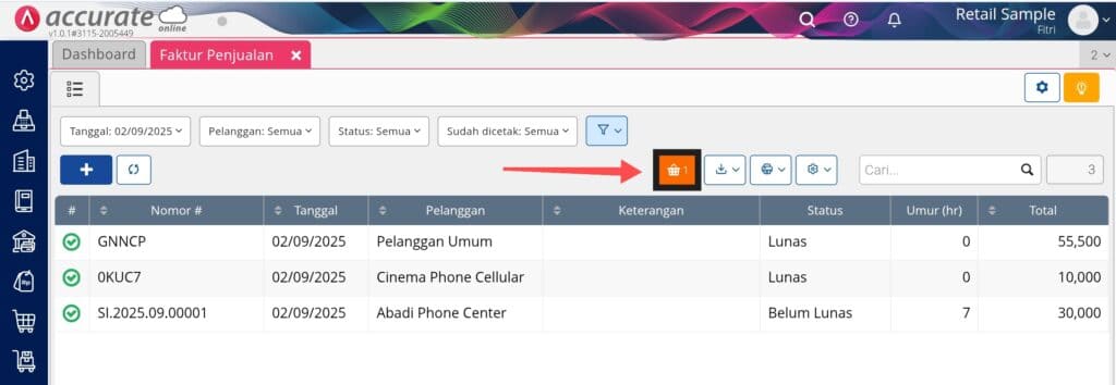 Daftar Transaksi Accurate POS yang Belum Terimpor