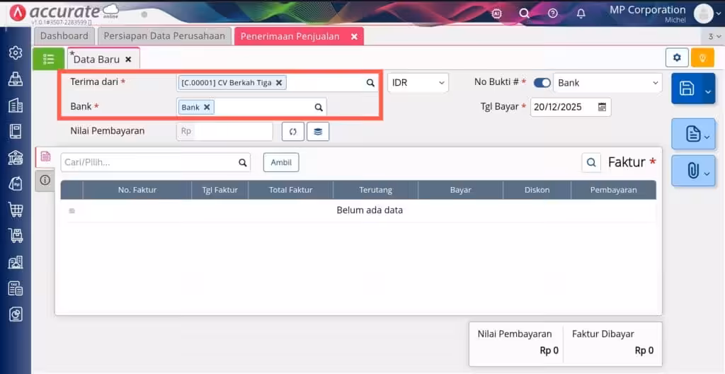 membuat penerimaan penjualan di Accurate Online