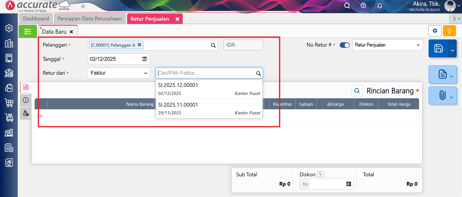 membuat retur penjualan dari faktur di Accurate Online