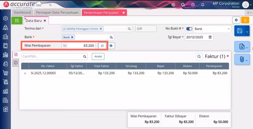 mencatat piutang tak tertagih di Accurate Online