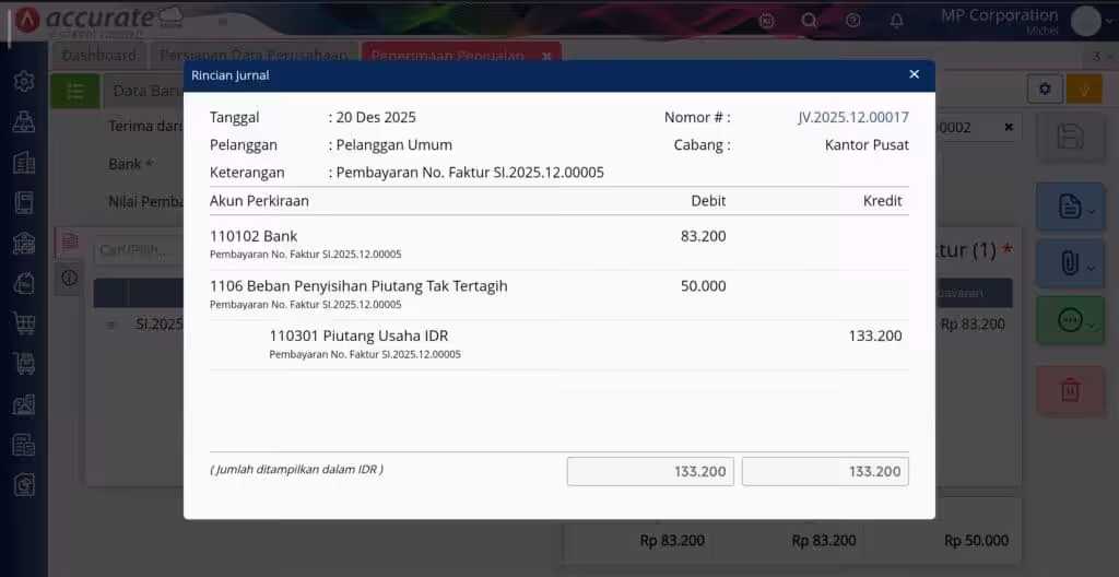 mencatat piutang tak tertagih di Accurate Online