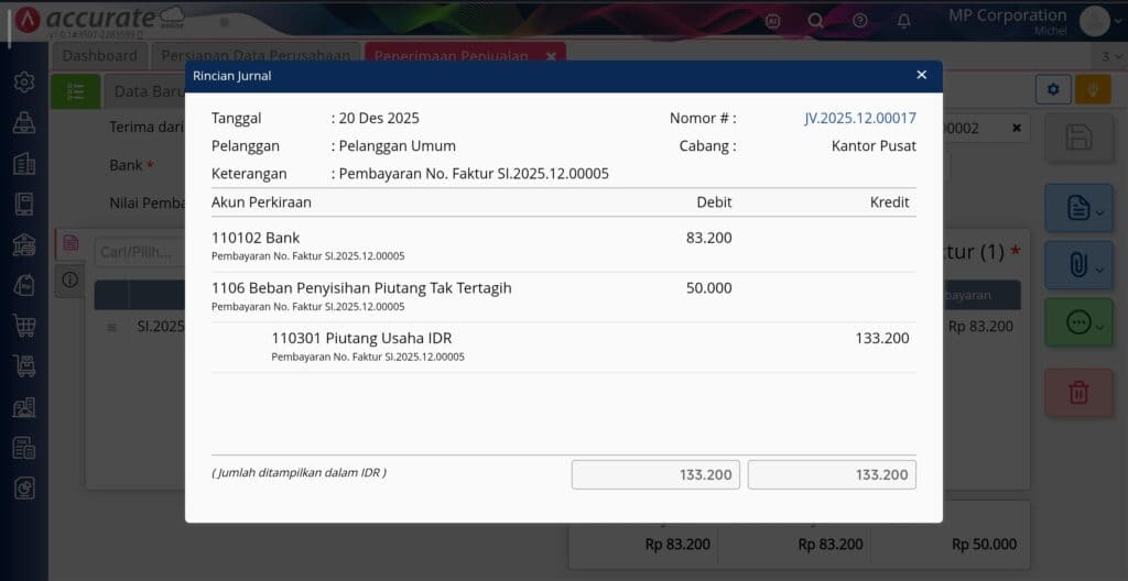 mencatat piutang tak tertagih di Accurate Online
