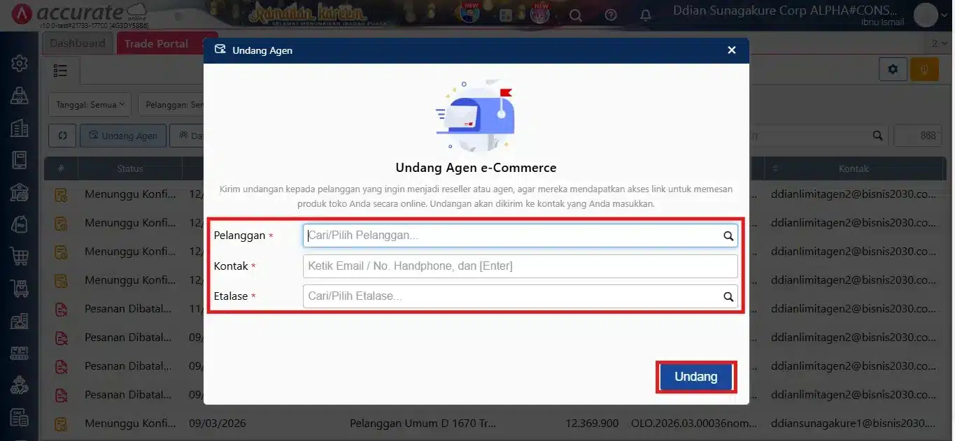 Cara Undang Agen di Trade Portal Accurate Online