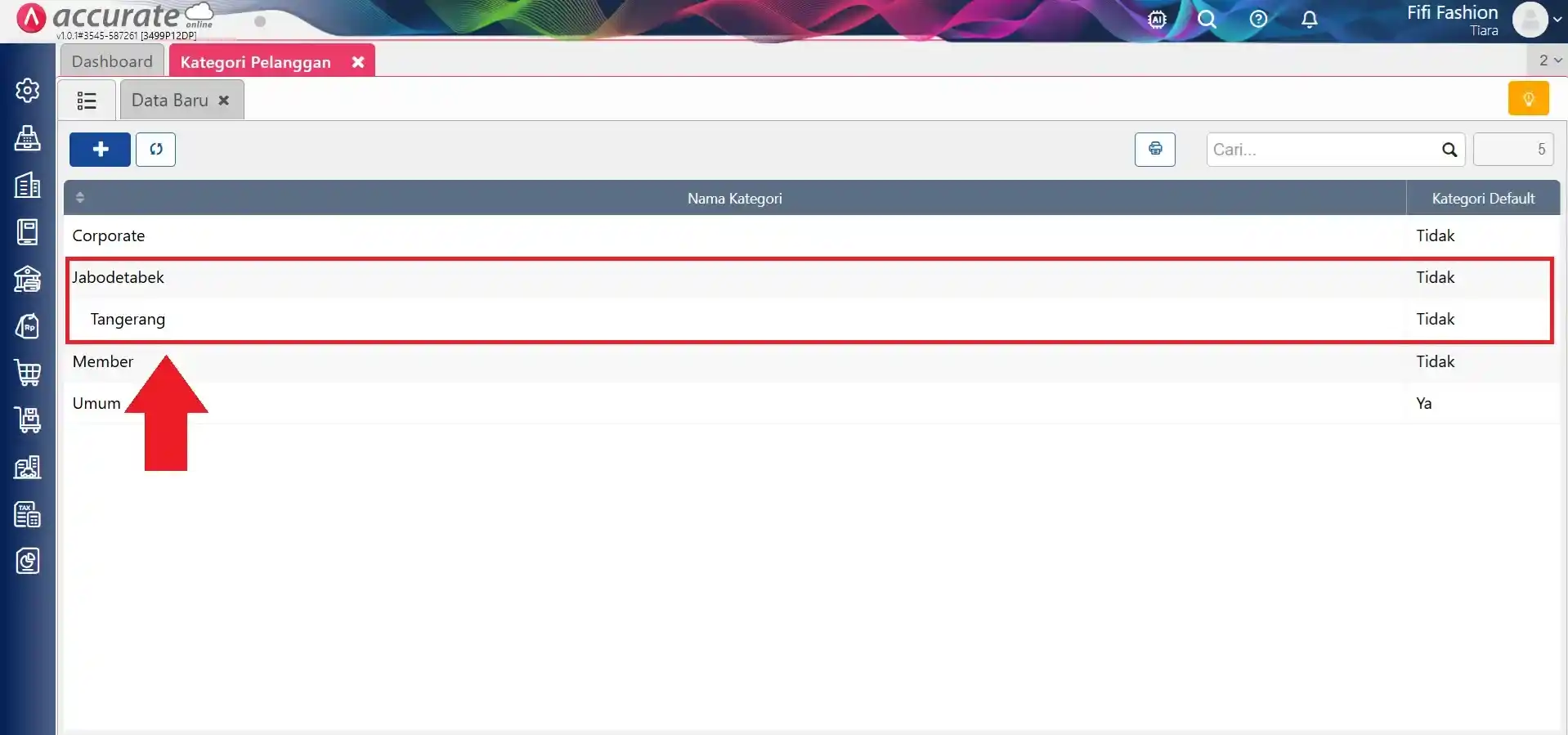 kategori pelanggan di accurate online