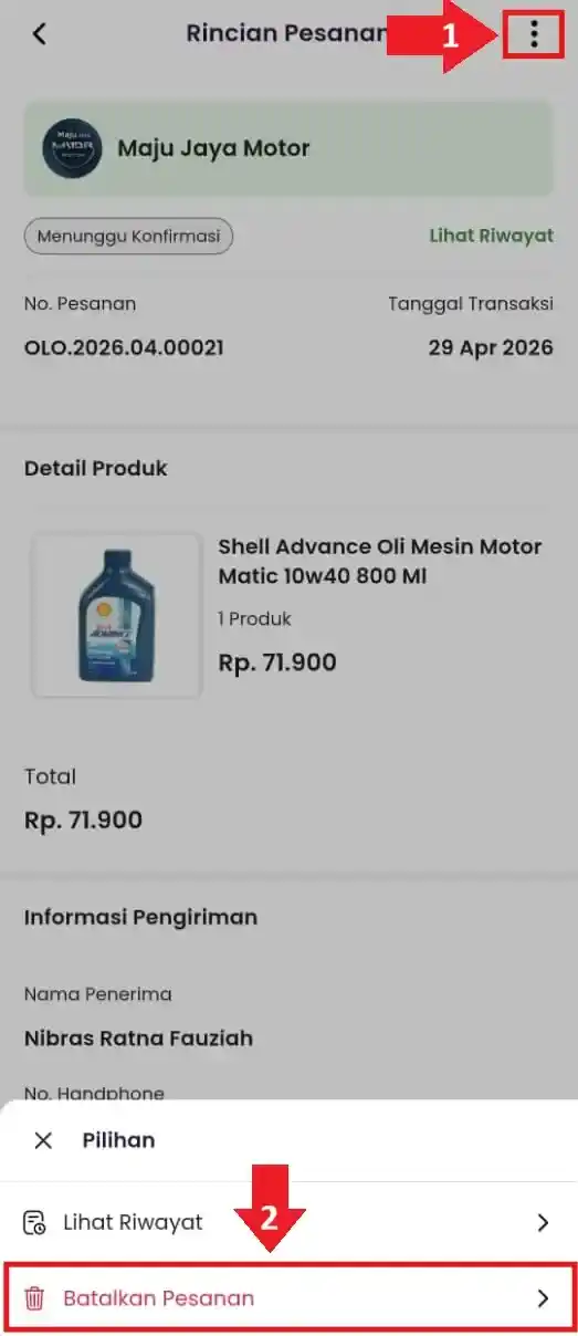 Membatalkan Pesanan di Trade Portal