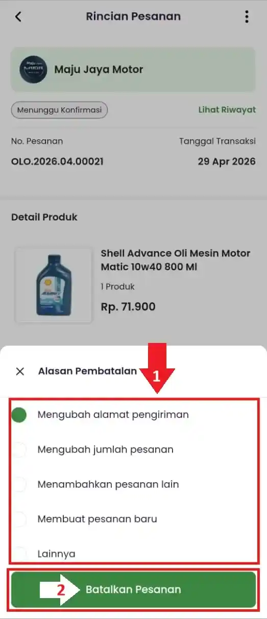 Membatalkan Pesanan di Trade Portal
