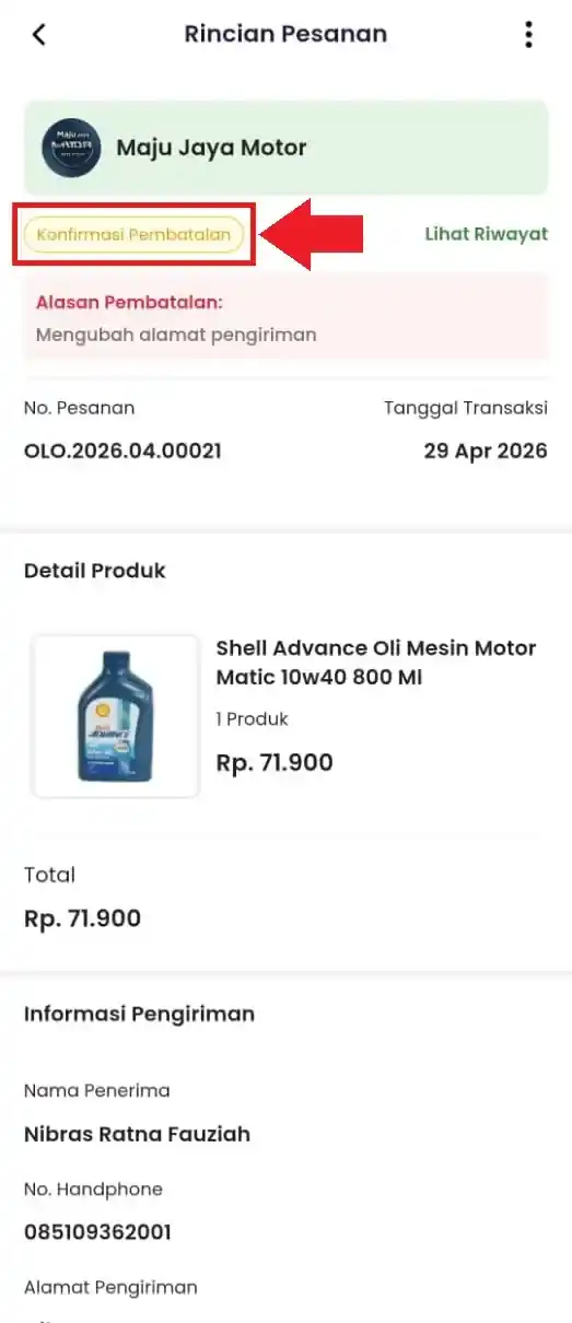 Membatalkan Pesanan di Trade Portal