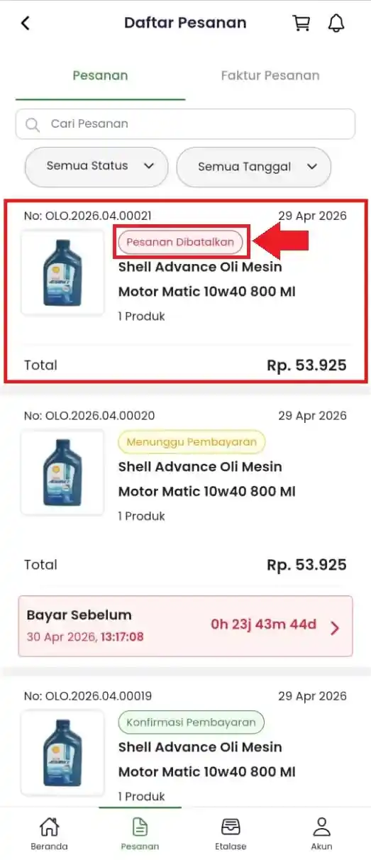 Membatalkan Pesanan di Trade Portal