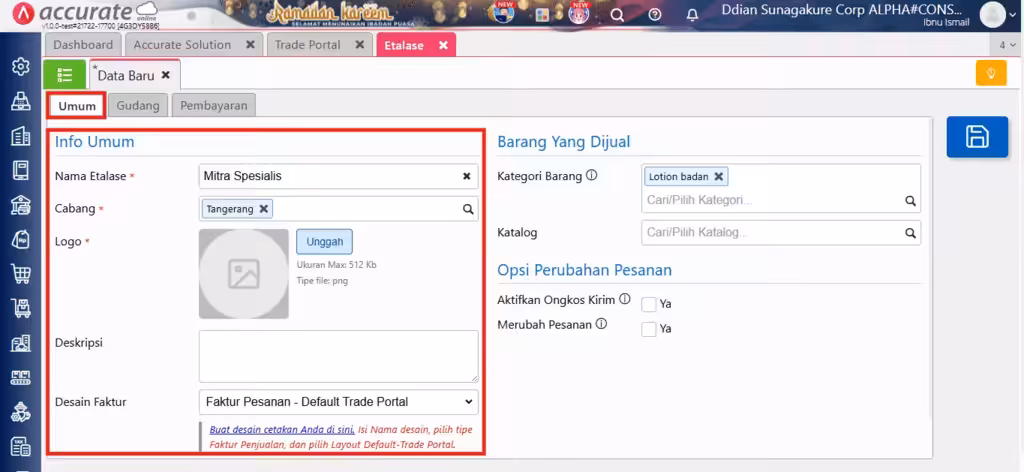 Membuat etalase toko di Trade Portal Membuat etalase toko di Trade Portal