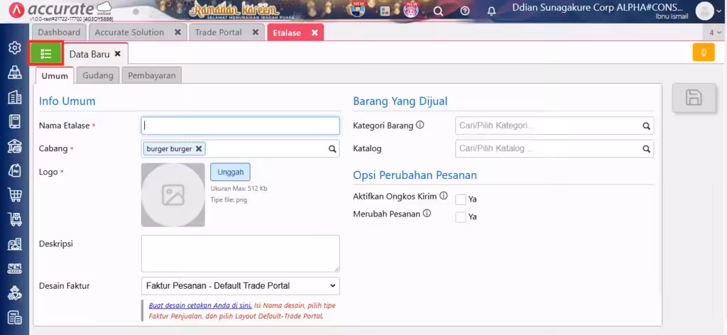 membuat koleksi di trade portal accurate online