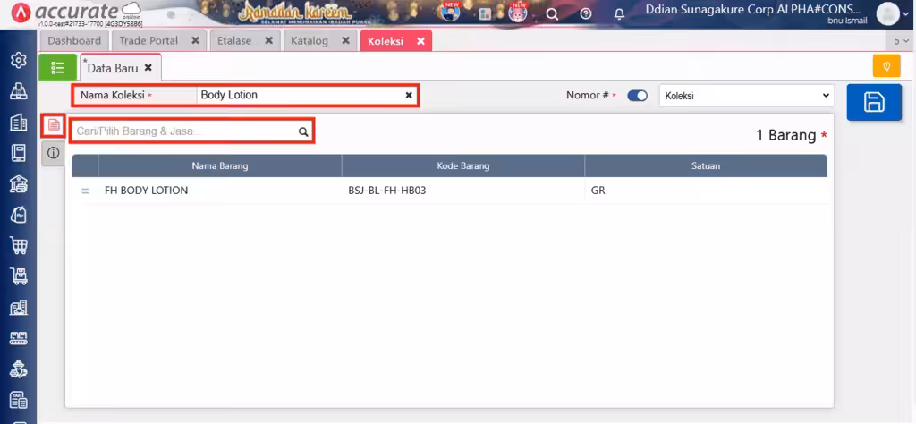 membuat koleksi di trade portal accurate online