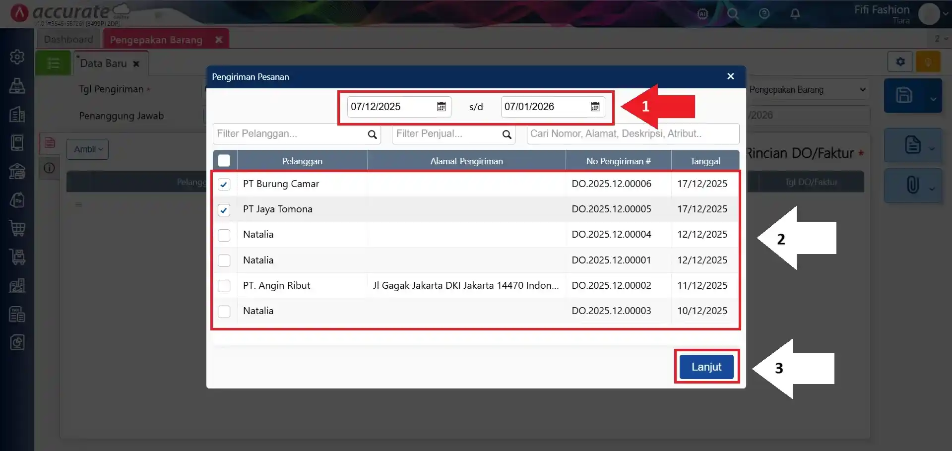 membuat pengepakan barang di accurate online