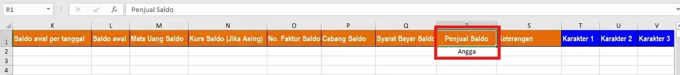 menambah nama sales pada saldo awal piutang pelanggan