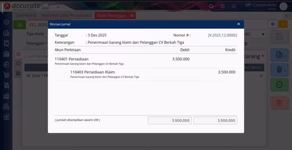 membuat klaim pelanggan dengan terima barang