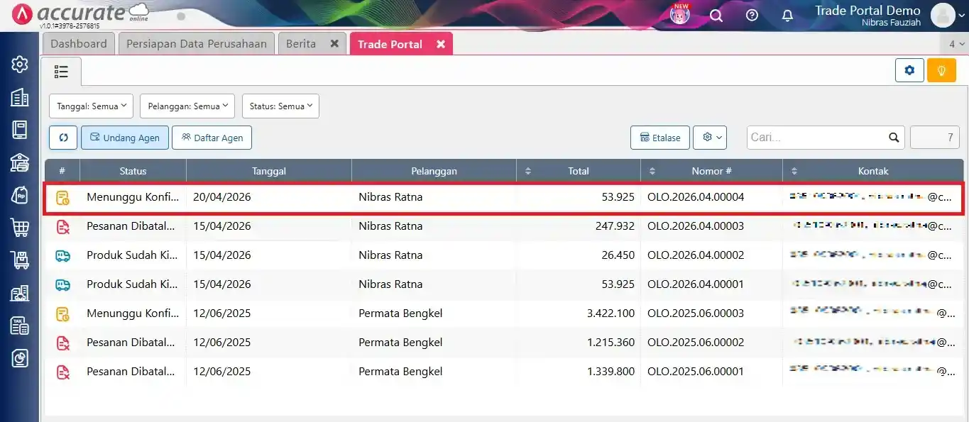 proses pesanan di trade portal accurate online