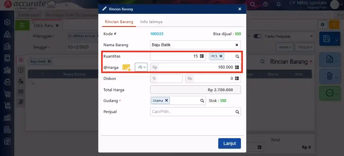 Penerapan harga grosir untuk kebutuhan membuat harga grosir berdasarkan kuantitas penjualan