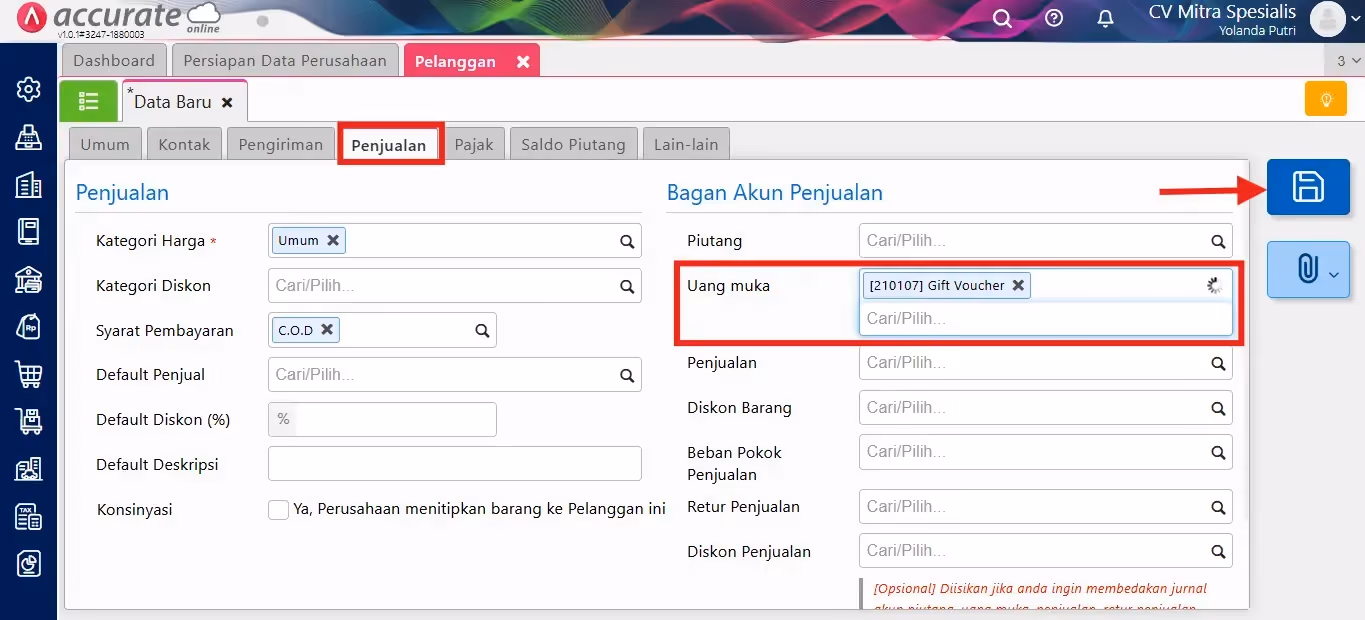 membuat penjualan gift vocher ke pelanggan 004