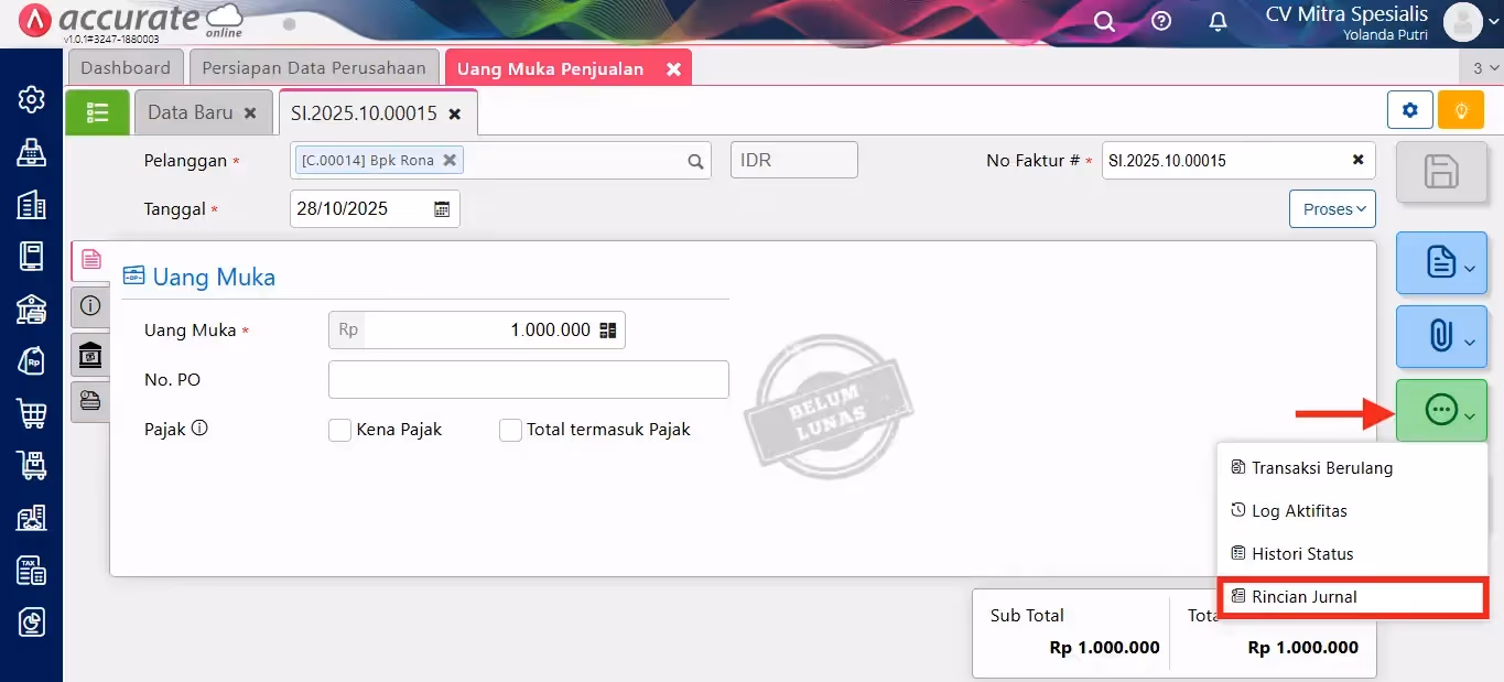 membuat penjualan gift vocher ke pelanggan 009