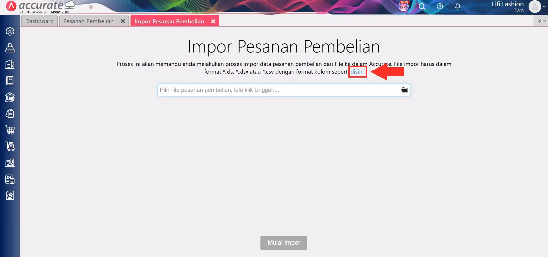 download template excel : impor transaksi pesanan pembelian dari excel