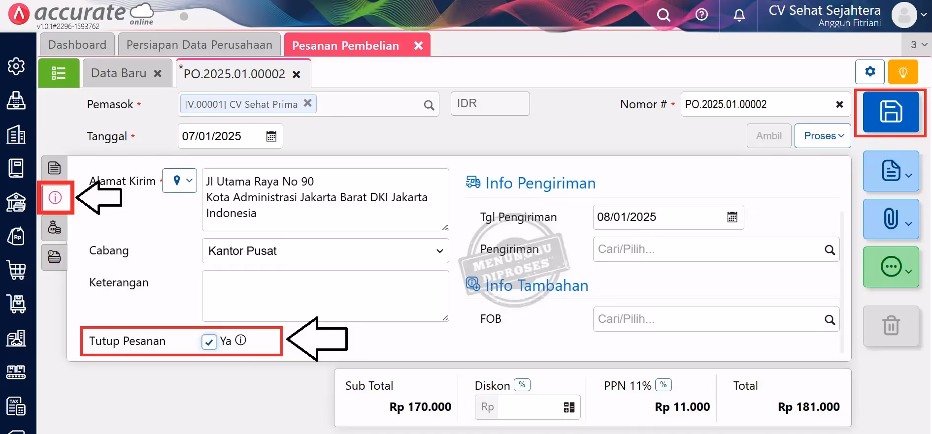 Tutup Pesanan : Membatalkan Pesanan Pembelian di Accurate Online Tutup Pesanan : Membatalkan Pesanan Pembelian di Accurate Online