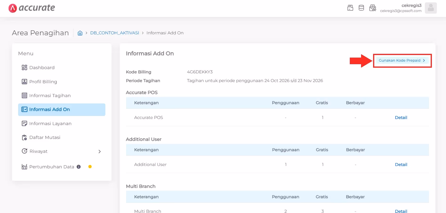 Gunakan Kode Prepaid untuk aktivasi add on di Accurate Online
