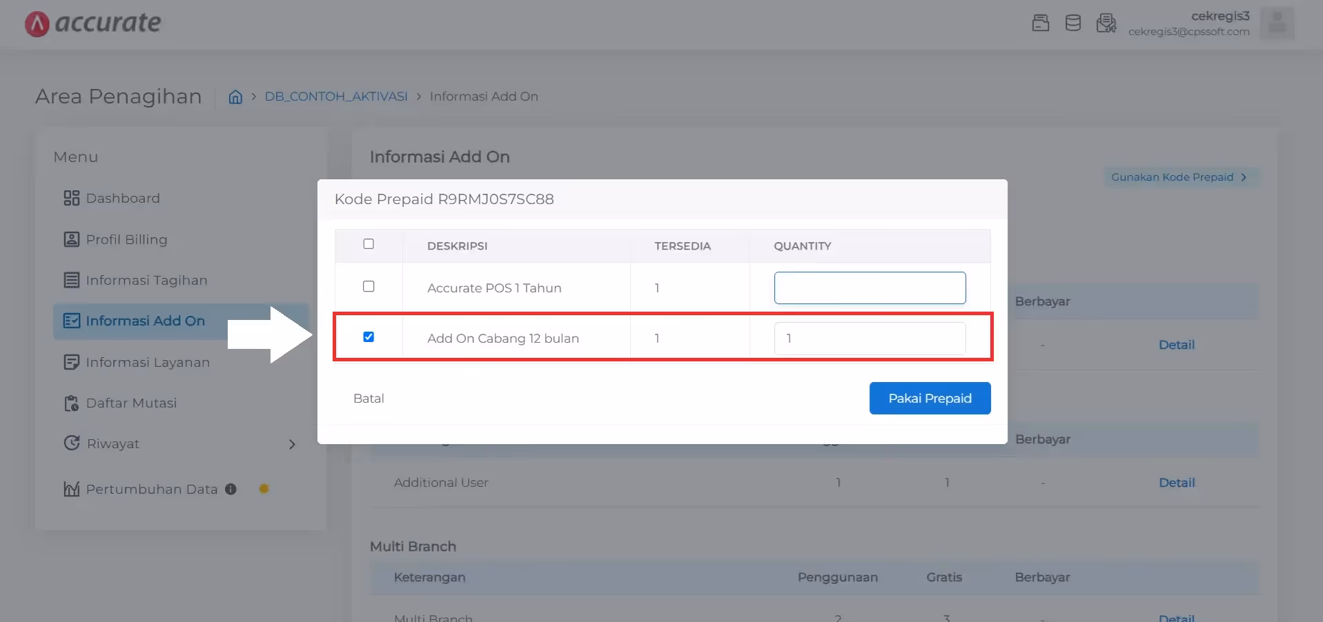 Aktifkan aktivasi add on di Accurate Online
